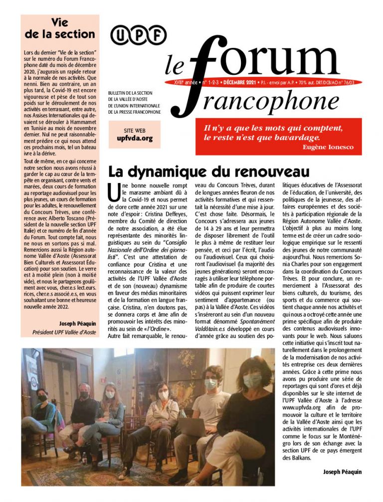 Le forum francophone - décembre 2021
