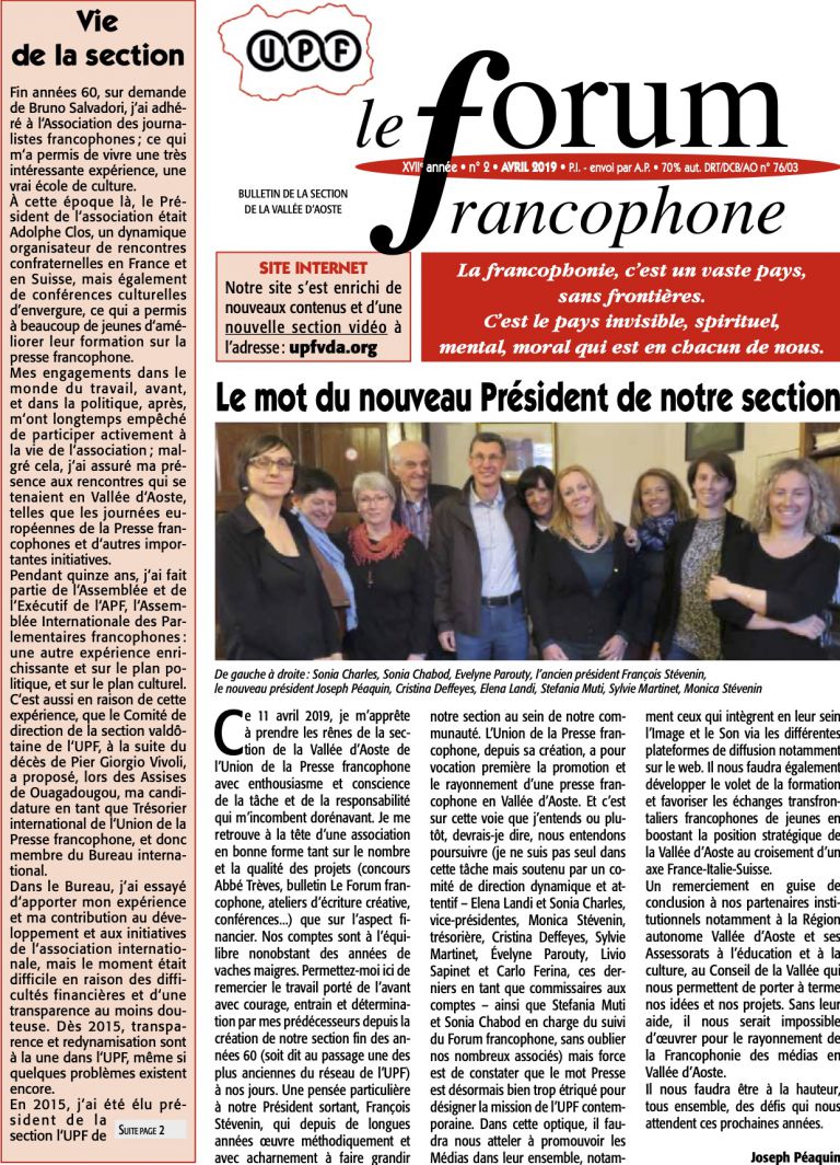 Le forum francophone - avril 2019